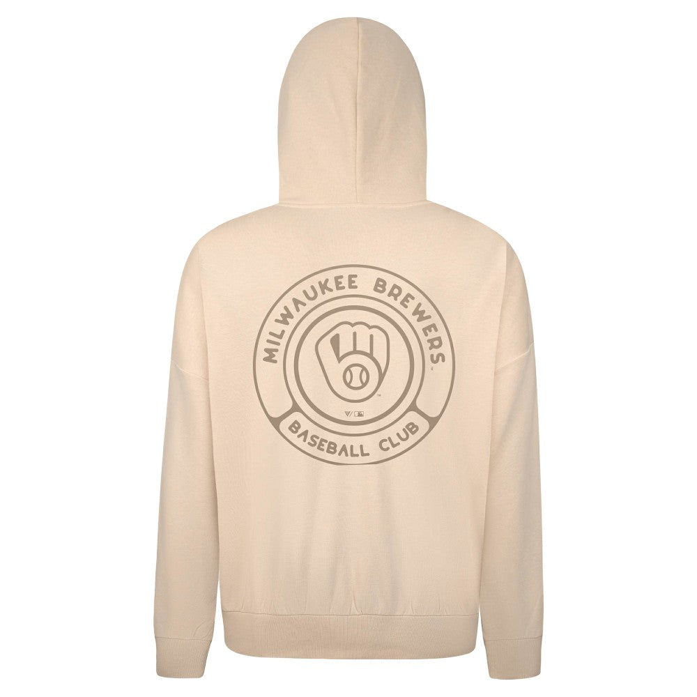 Milwaukee Brewers Levelwear Contact Oversized Pullover Hoodie - Khaki - MLB Discount