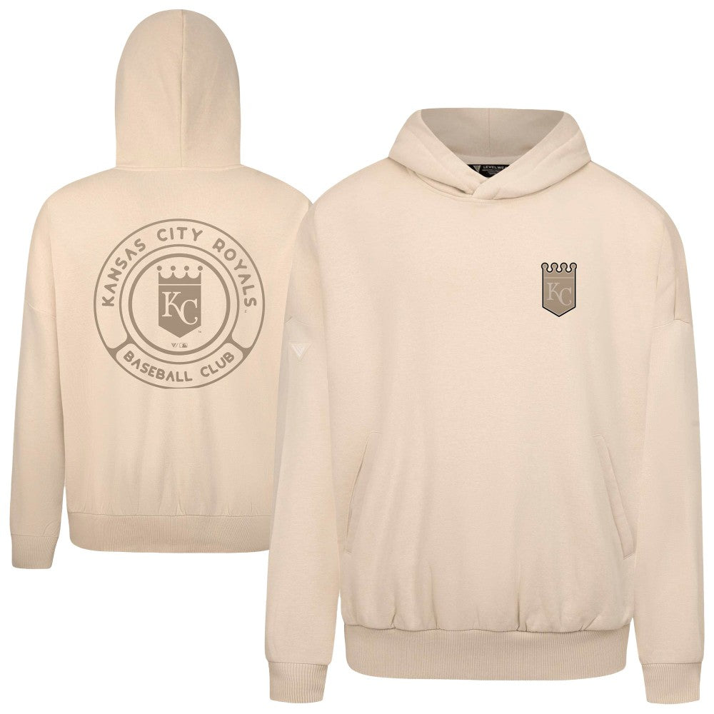 Kansas City Royals Levelwear Contact Oversized Pullover Hoodie - Khaki - MLB Discount