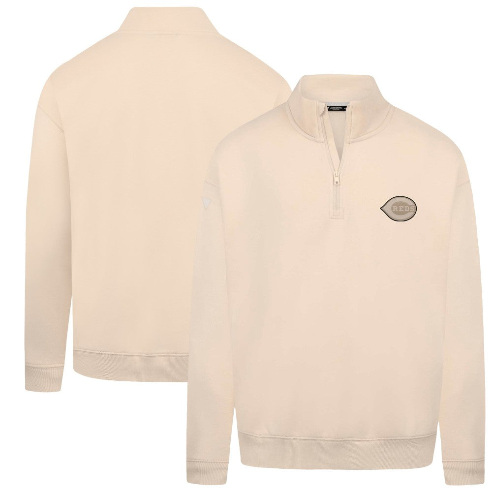 Cincinnati Reds Levelwear Murray Quarter-Zip Sweatshirt - Khaki - MLB Lifestyle