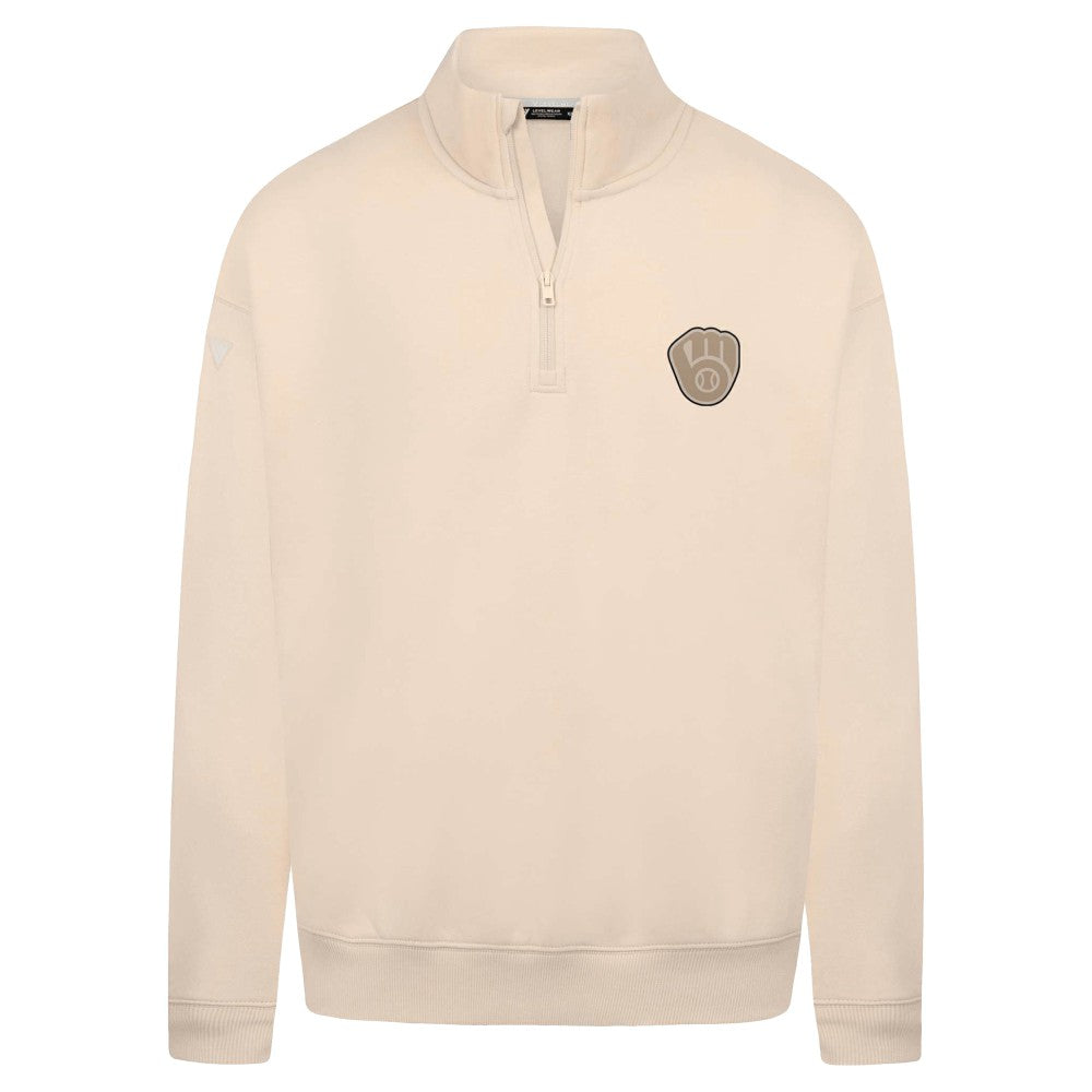 Milwaukee Brewers Levelwear Murray Quarter-Zip Sweatshirt - Khaki - MLB Sale