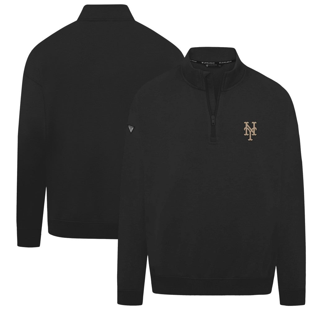 New York Mets Levelwear Murray Quarter-Zip Sweatshirt - Black - MLB on Sale