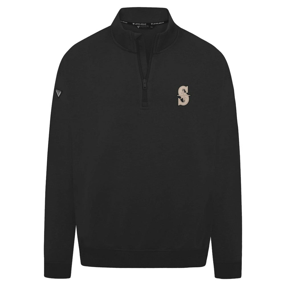 Seattle Mariners Levelwear Murray Quarter-Zip Sweatshirt - Black - MLB Discount