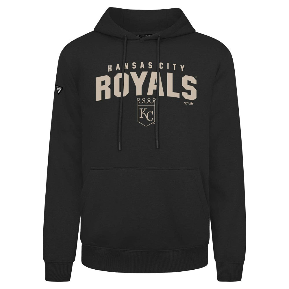 Kansas City Royals Levelwear Podium Team Arch Pullover Hoodie - Black - MLB Discount