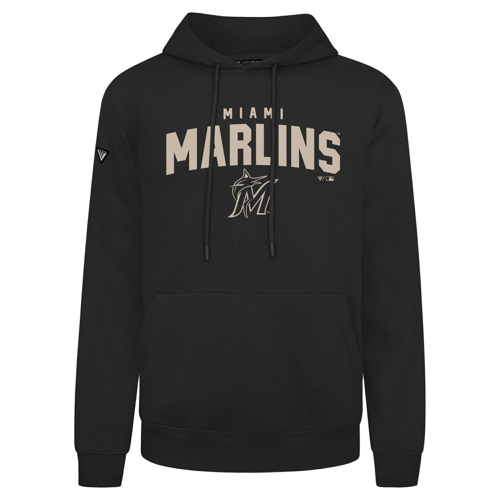 Miami Marlins Levelwear Podium Team Arch Pullover Hoodie - Black - MLB Sale
