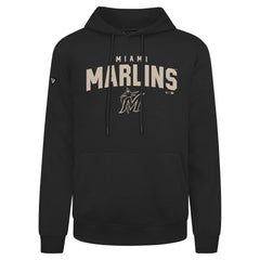 Miami Marlins Levelwear Podium Team Arch Pullover Hoodie - Black - MLB Sale