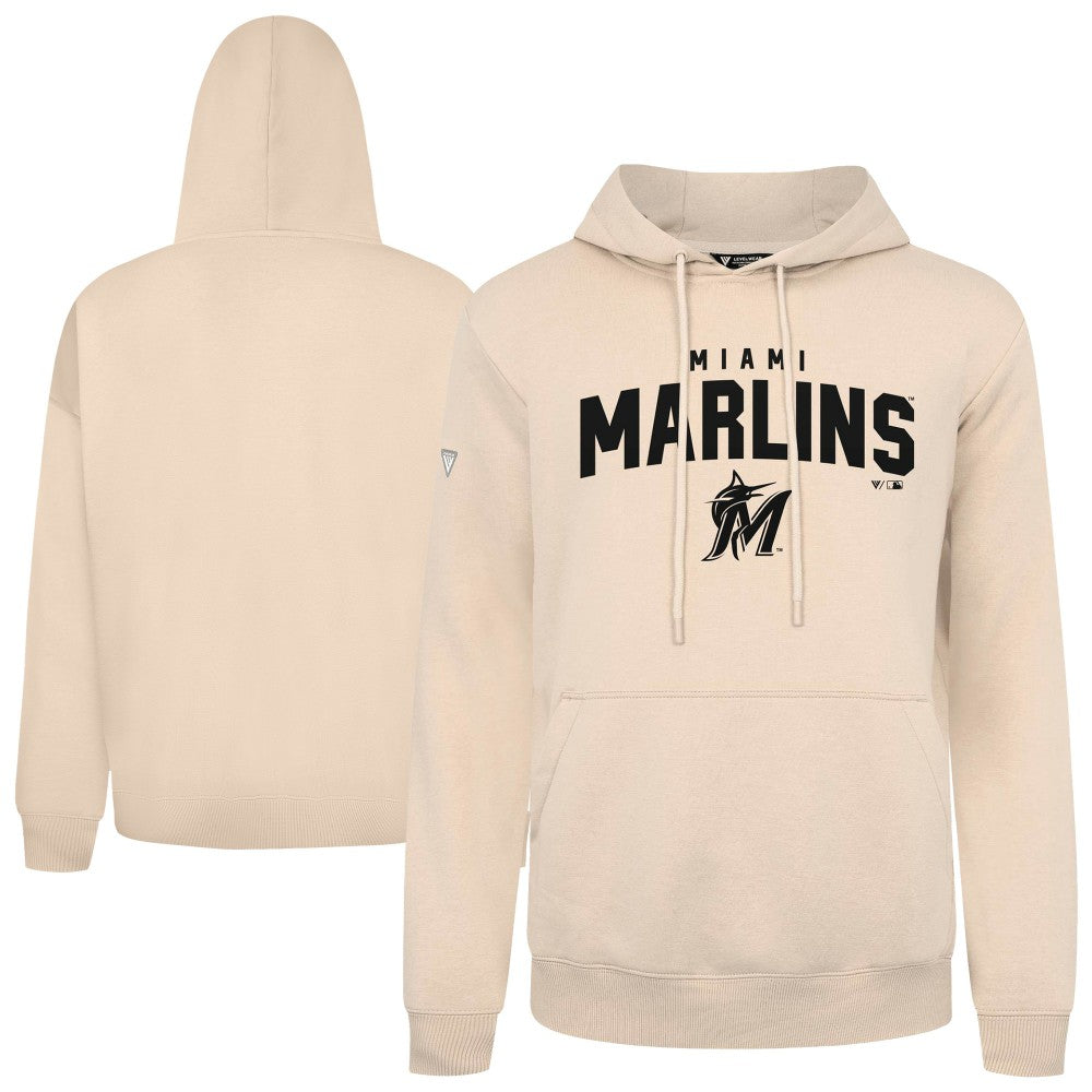 Miami Marlins Levelwear Podium Team Arch Pullover Hoodie - Khaki - MLB Online