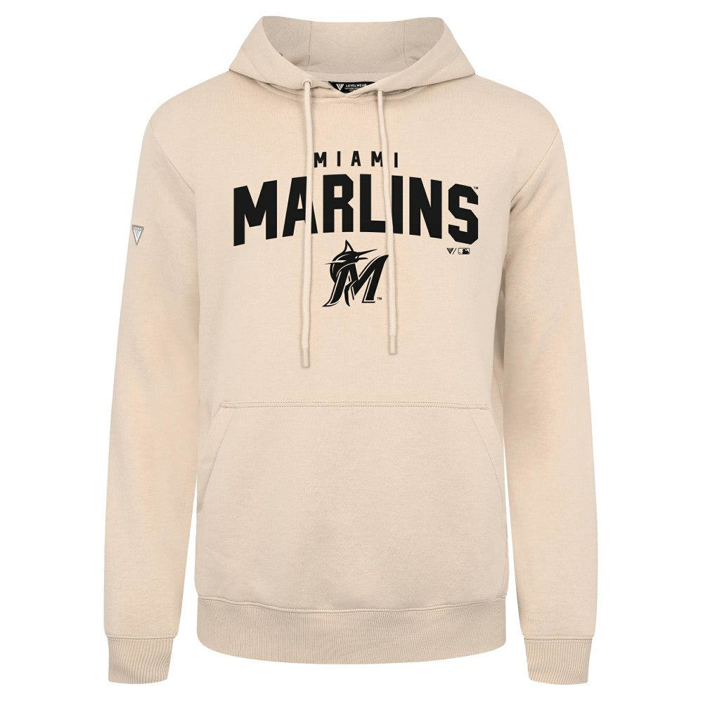 Miami Marlins Levelwear Podium Team Arch Pullover Hoodie - Khaki - MLB Online