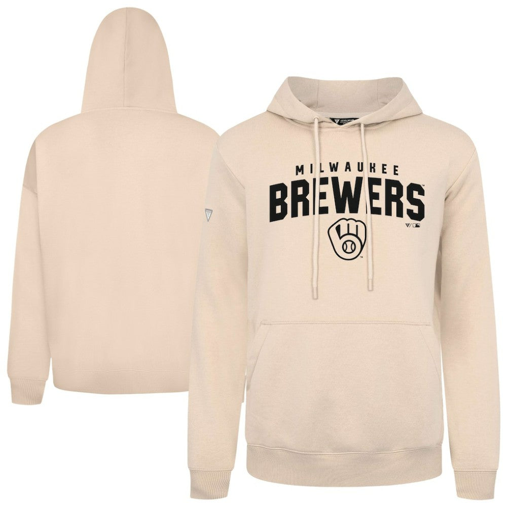 Milwaukee Brewers Levelwear Podium Team Arch Pullover Hoodie - Khaki - MLB on Sale