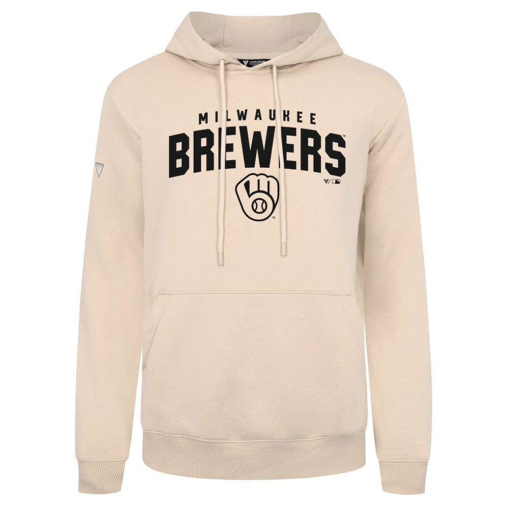 Milwaukee Brewers Levelwear Podium Team Arch Pullover Hoodie - Khaki - MLB on Sale