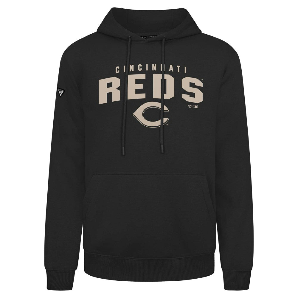 Cincinnati Reds Levelwear Podium Team Arch Pullover Hoodie - Black - MLB on Sale