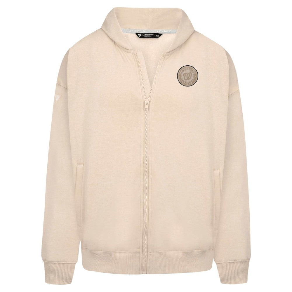 Washington Nationals Levelwear Uphill Oversized Full-Zip Hoodie - Khaki - MLB Lifestyle