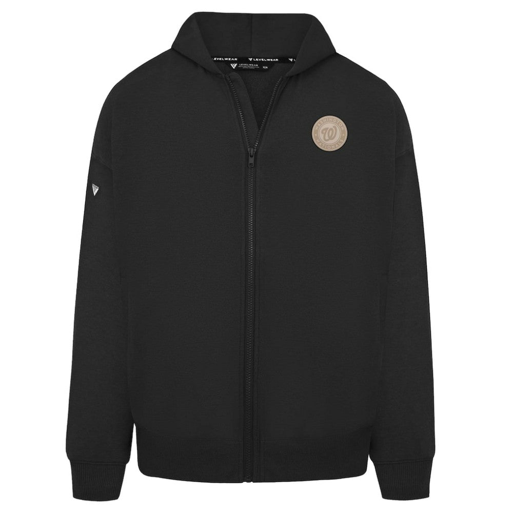 Washington Nationals Levelwear Uphill Oversized Full-Zip Hoodie - Black - MLB Lifestyle