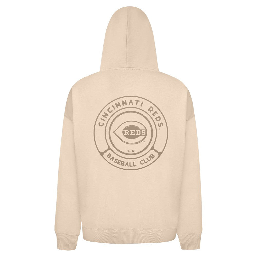 Cincinnati Reds Levelwear Uphill Oversized Full-Zip Hoodie - Khaki - MLB on Sale