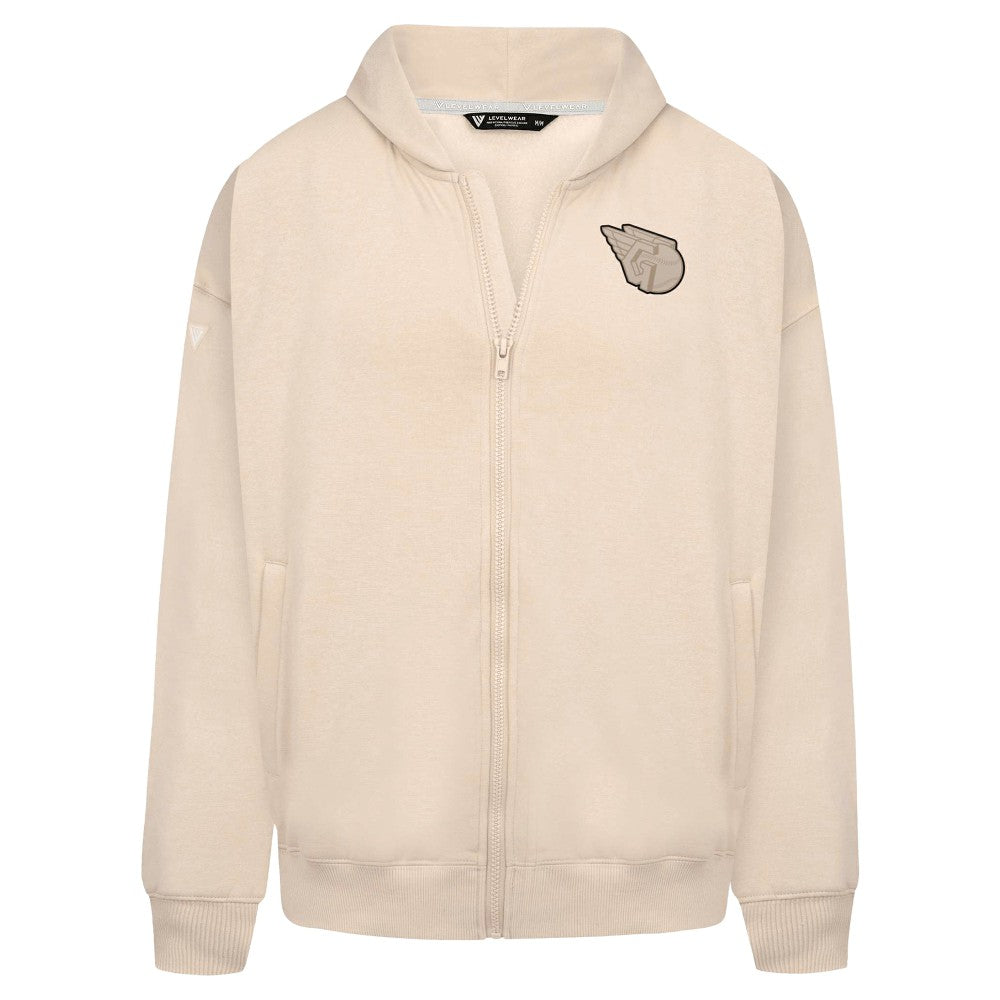 Cleveland Guardians Levelwear Uphill Oversized Full-Zip Hoodie - Khaki - MLB Sale