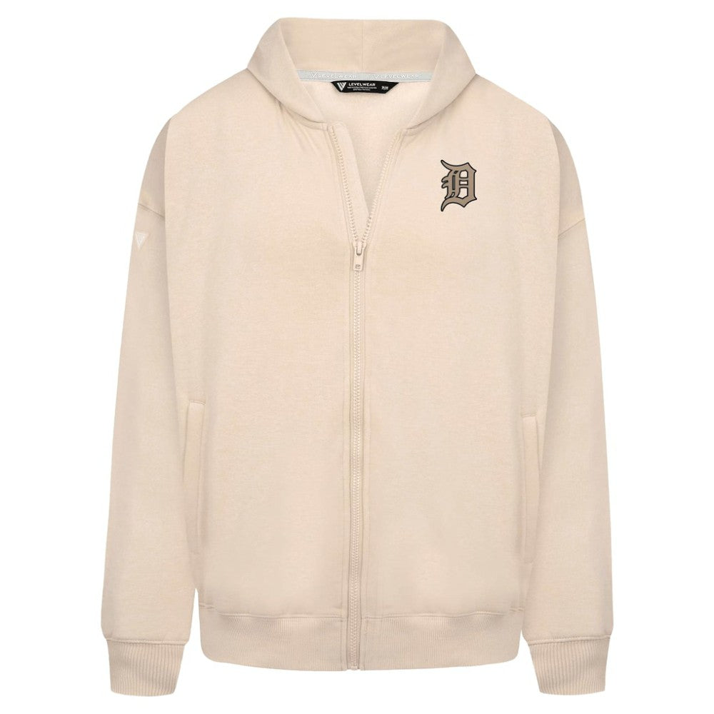 Detroit Tigers Levelwear Uphill Oversized Full-Zip Hoodie - Khaki - MLB on Sale