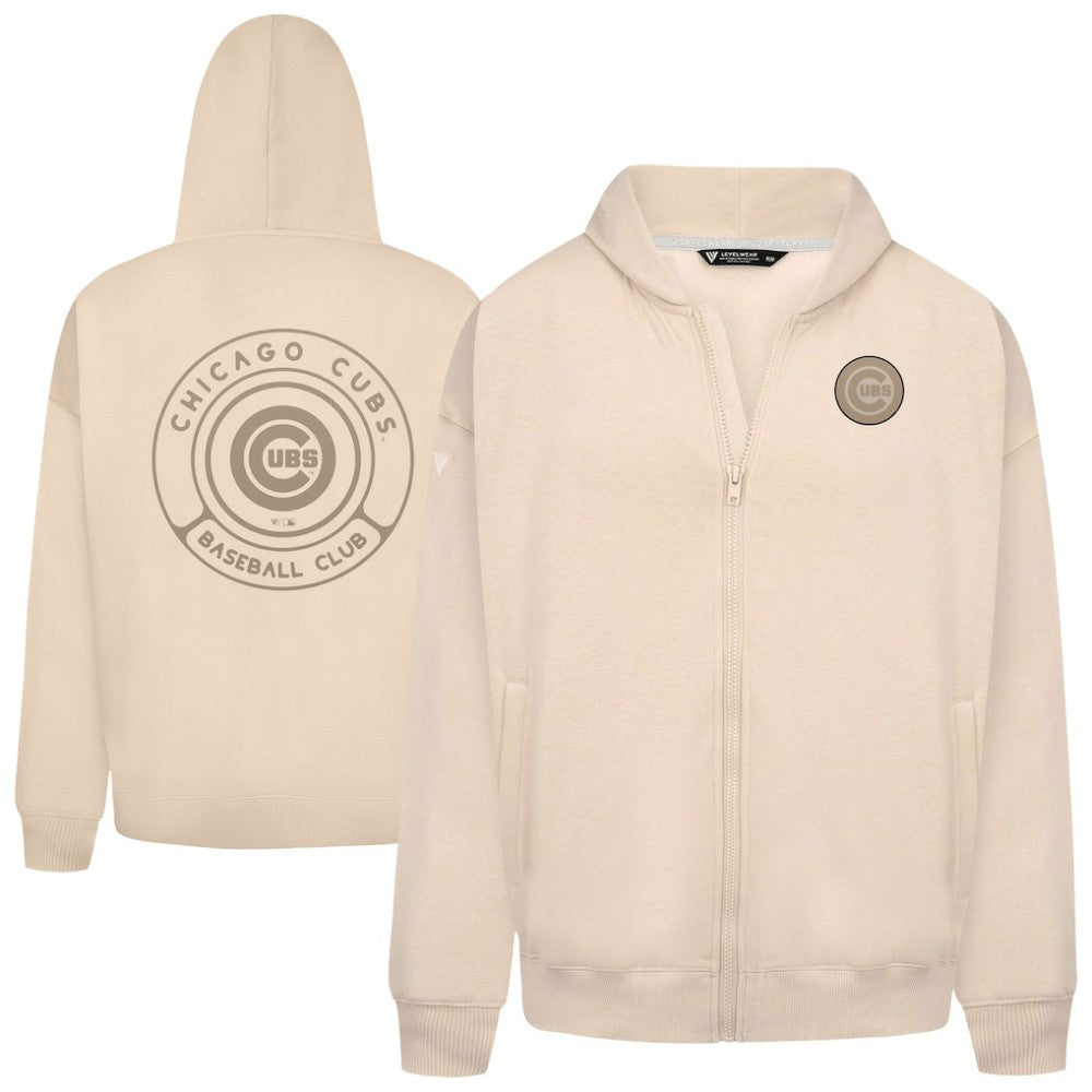 Chicago Cubs Levelwear Uphill Oversized Full-Zip Hoodie - Khaki - MLB Online