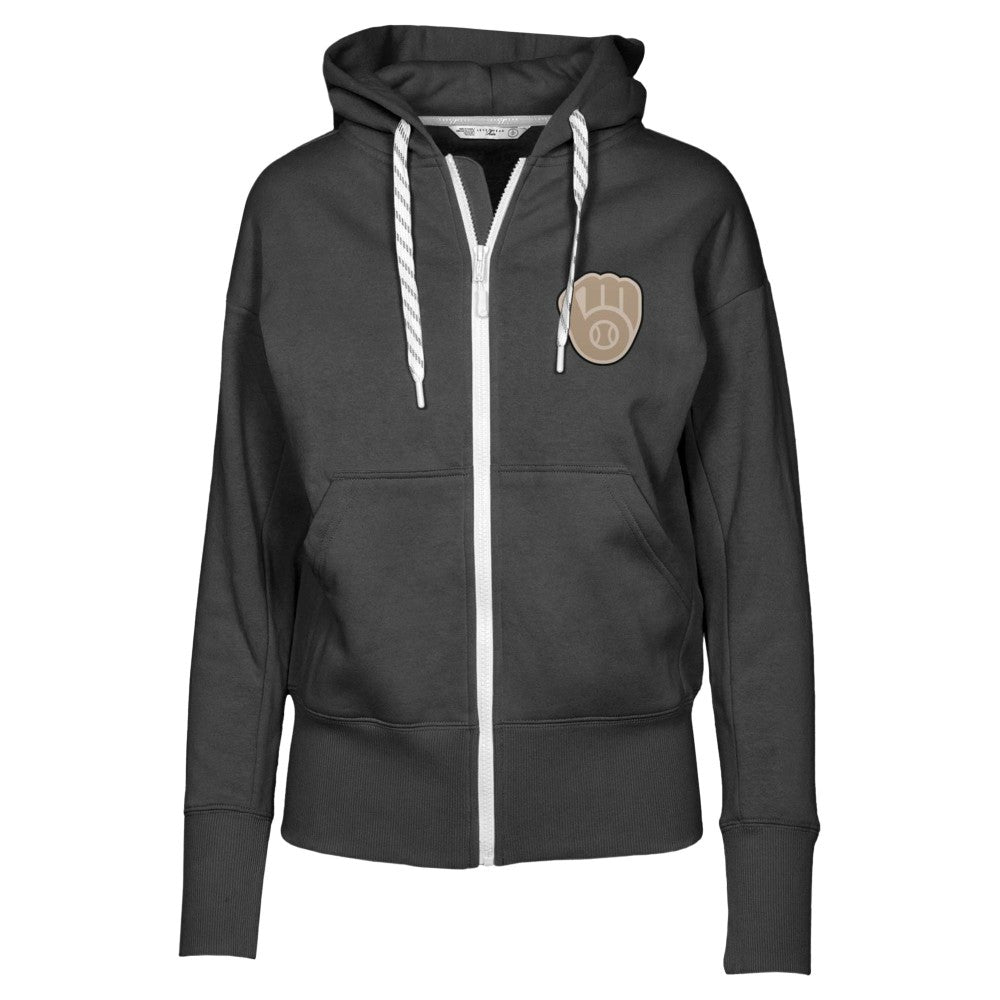 Milwaukee Brewers Levelwear Women's Gardinia Full-Zip Hoodie - Black - MLB on Sale