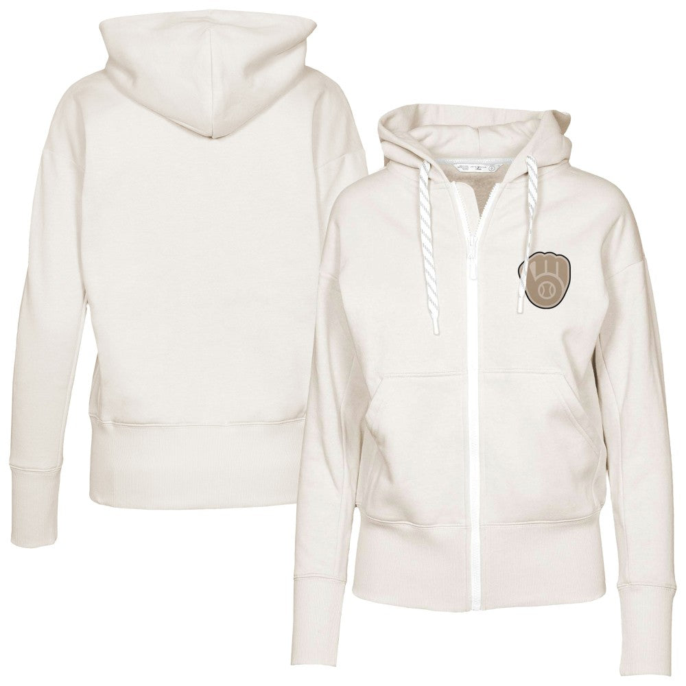 Milwaukee Brewers Levelwear Women's Gardinia Full-Zip Hoodie - Khaki - MLB on Sale