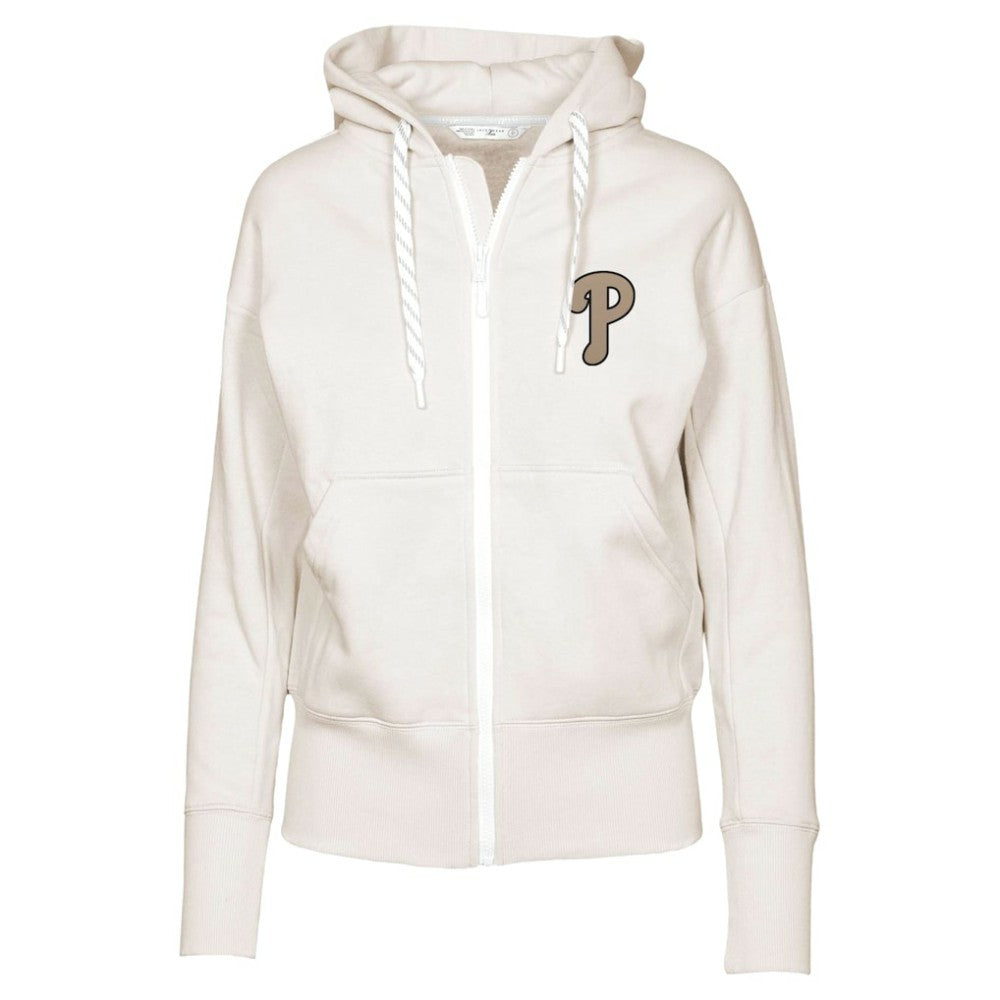 Philadelphia Phillies Levelwear Women's Gardinia Full-Zip Hoodie - Khaki - MLB Lifestyle