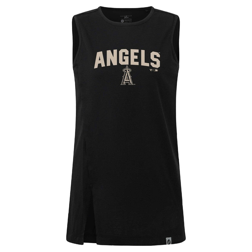 Los Angeles Angels Levelwear Women's Influx Team Arch Tank Top - Black - MLB Lifestyle