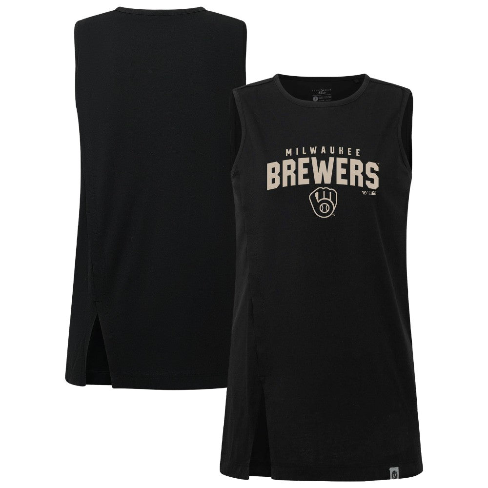Milwaukee Brewers Levelwear Women's Influx Team Arch Tank Top - Black - MLB on Sale