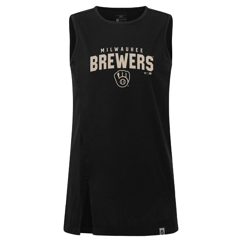 Milwaukee Brewers Levelwear Women's Influx Team Arch Tank Top - Black - MLB on Sale