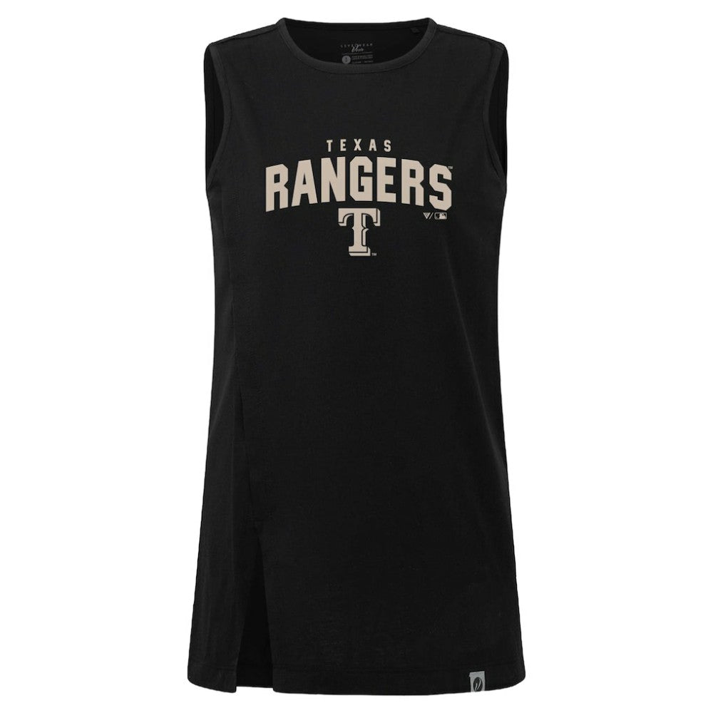 Texas Rangers Levelwear Women's Influx Team Arch Tank Top - Black - MLB Lifestyle
