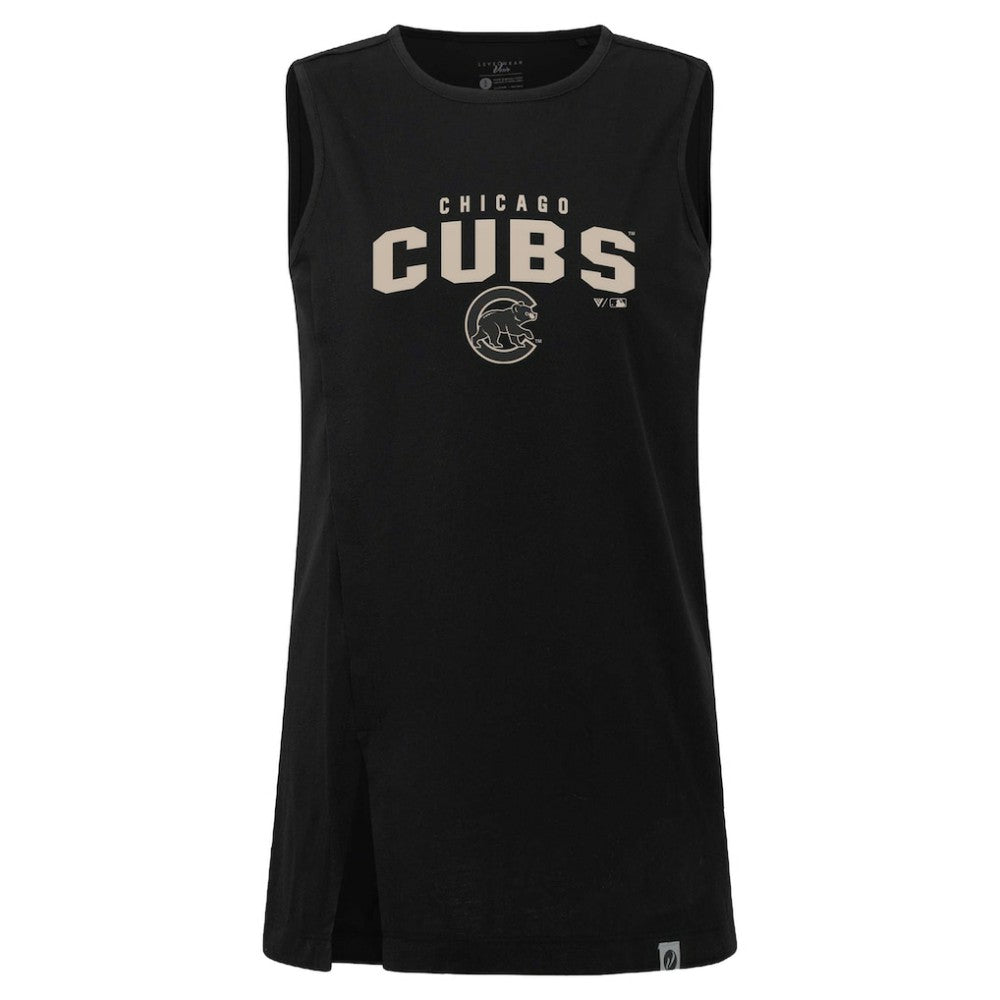 Chicago Cubs Levelwear Women's Influx Team Arch Tank Top - Black - MLB Discount