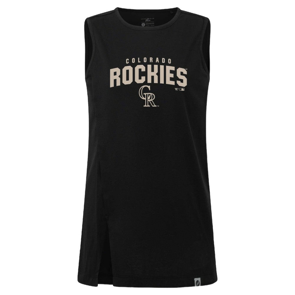 Colorado Rockies Levelwear Women's Influx Team Arch Tank Top - Black - MLB on Sale