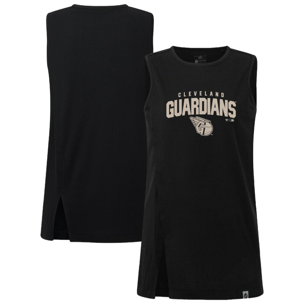 Cleveland Guardians Levelwear Women's Influx Team Arch Tank Top - Black - MLB Lifestyle