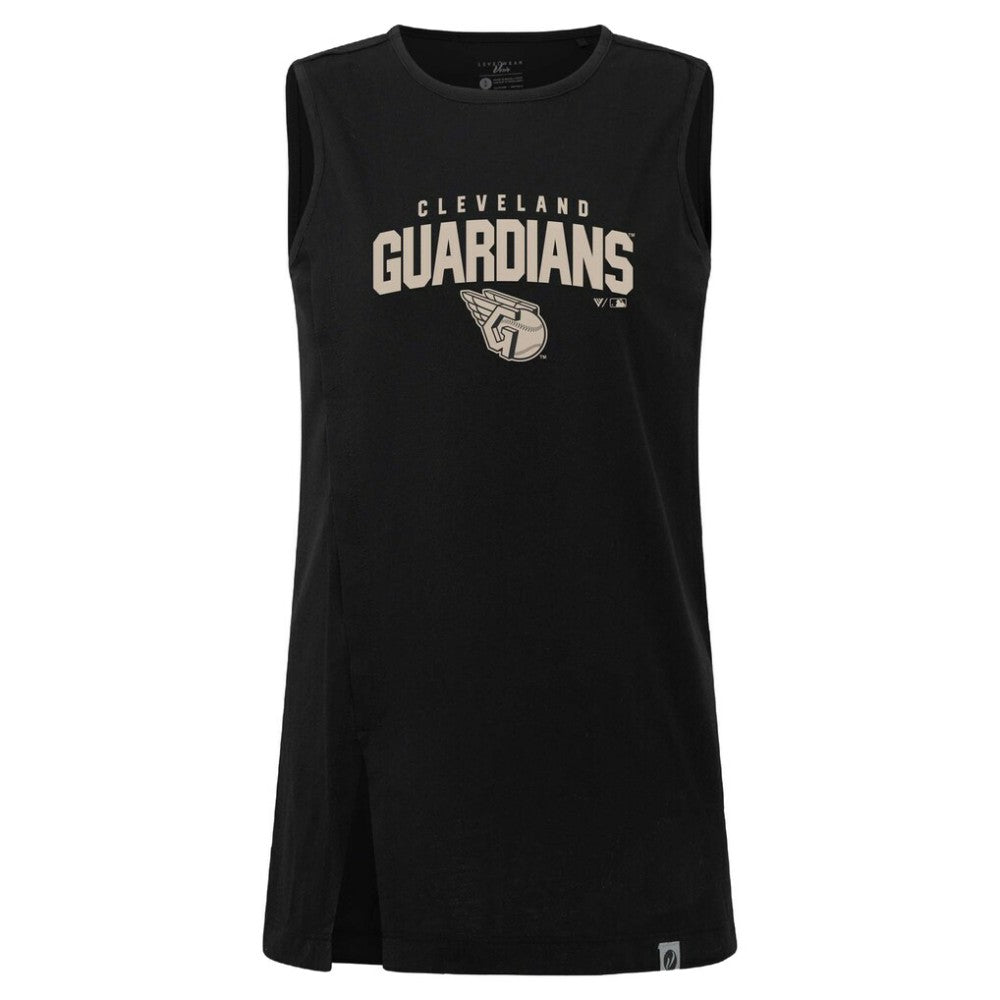 Cleveland Guardians Levelwear Women's Influx Team Arch Tank Top - Black - MLB Lifestyle