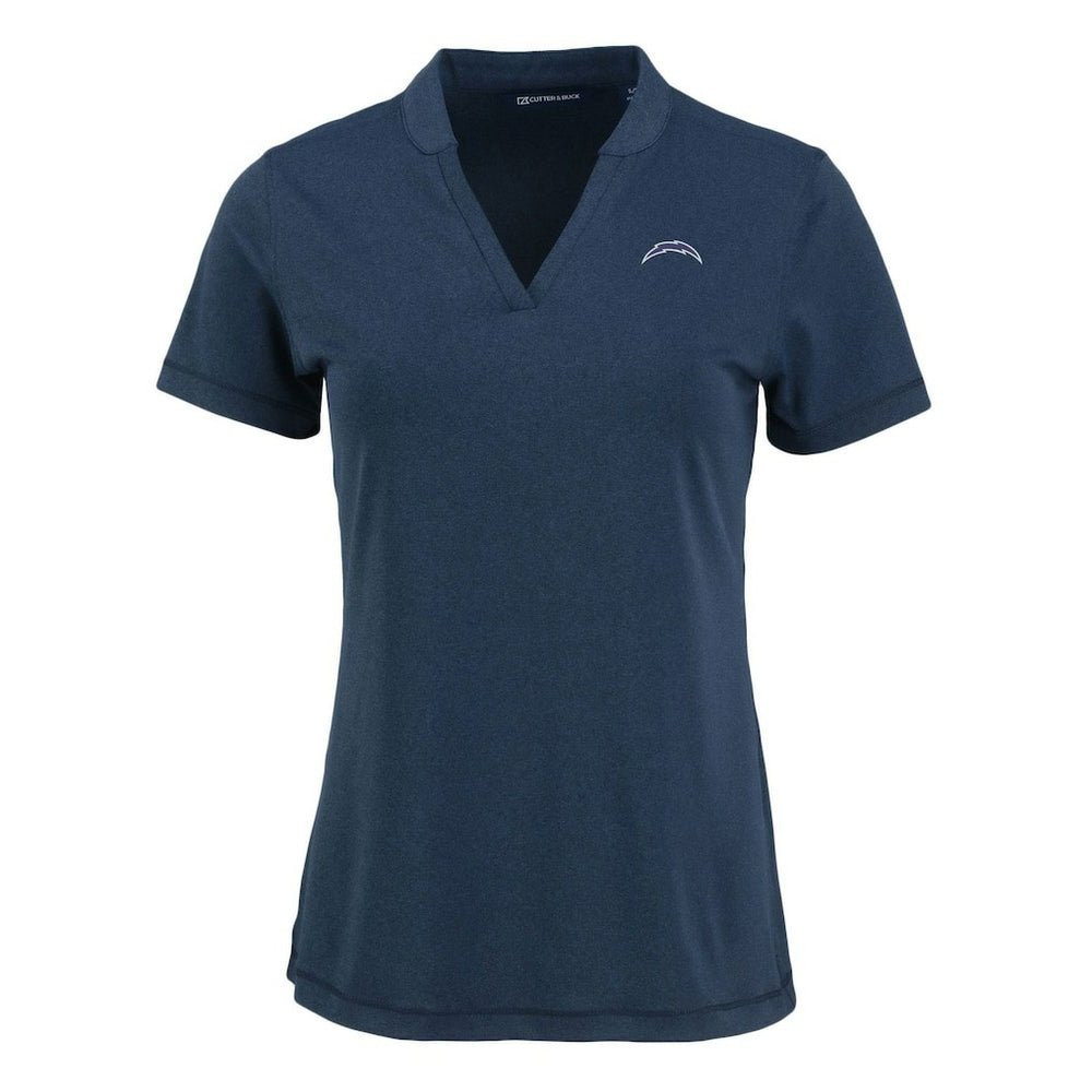 Los Angeles Chargers Cutter & Buck Women's Forge Stretch Blade DryTec V-Neck Polo Heather Navy