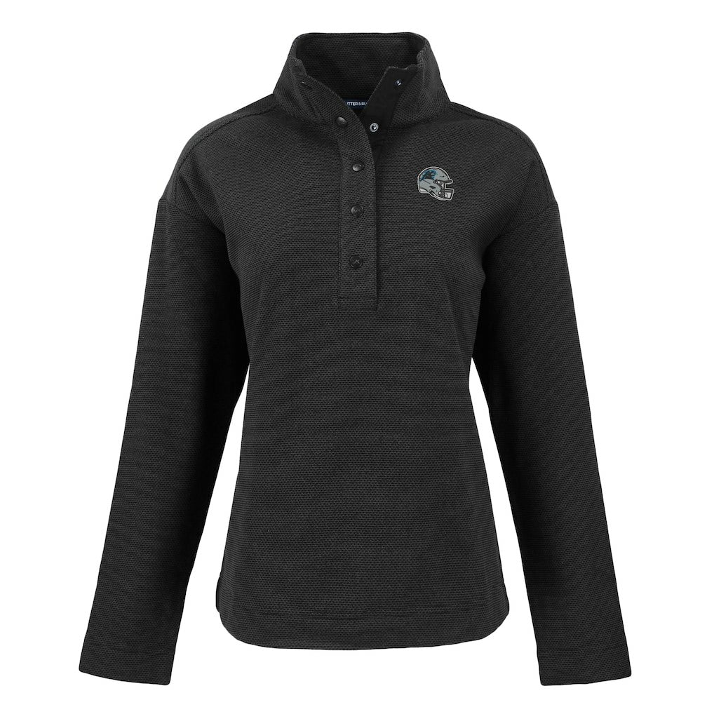 Carolina Panthers Cutter & Buck Women's Hunts Point Eco Half-Snap Sweatshirt Black