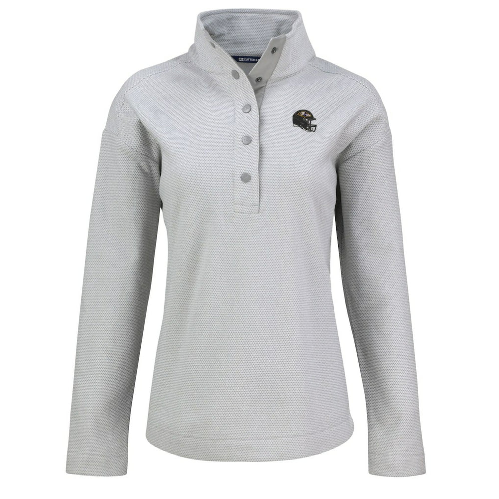 Baltimore Ravens Cutter & Buck Women's Hunts Point Eco Half-Snap Sweatshirt Gray