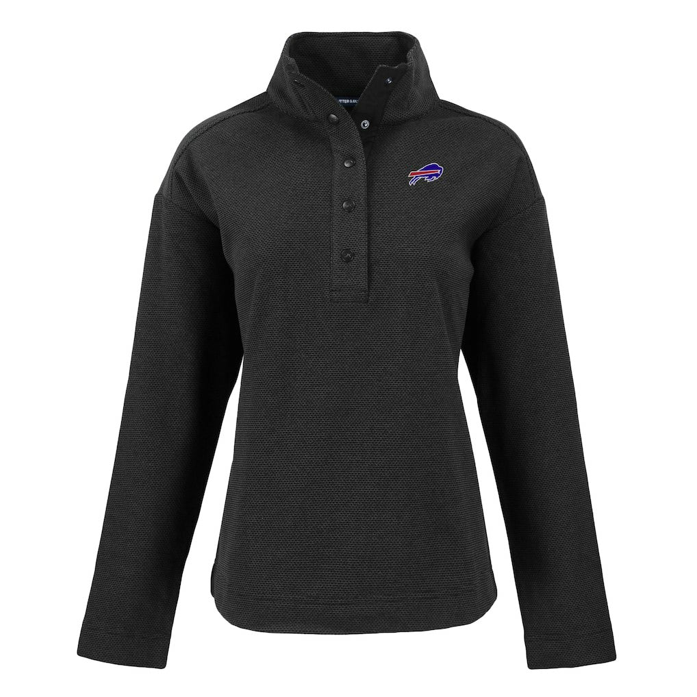 Buffalo Bills Cutter & Buck Women's Hunts Point Eco Half-Snap Sweatshirt Black