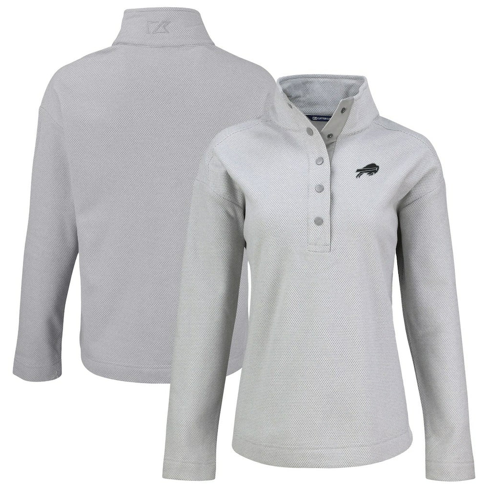 Buffalo Bills Cutter & Buck Women's Hunts Point Eco Half-Snap Sweatshirt Gray