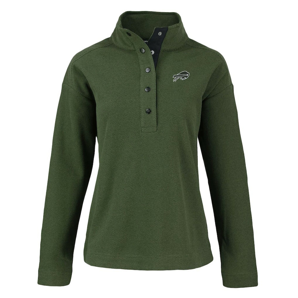 Buffalo Bills Cutter & Buck Women's Hunts Point Eco Half-Snap Sweatshirt Green