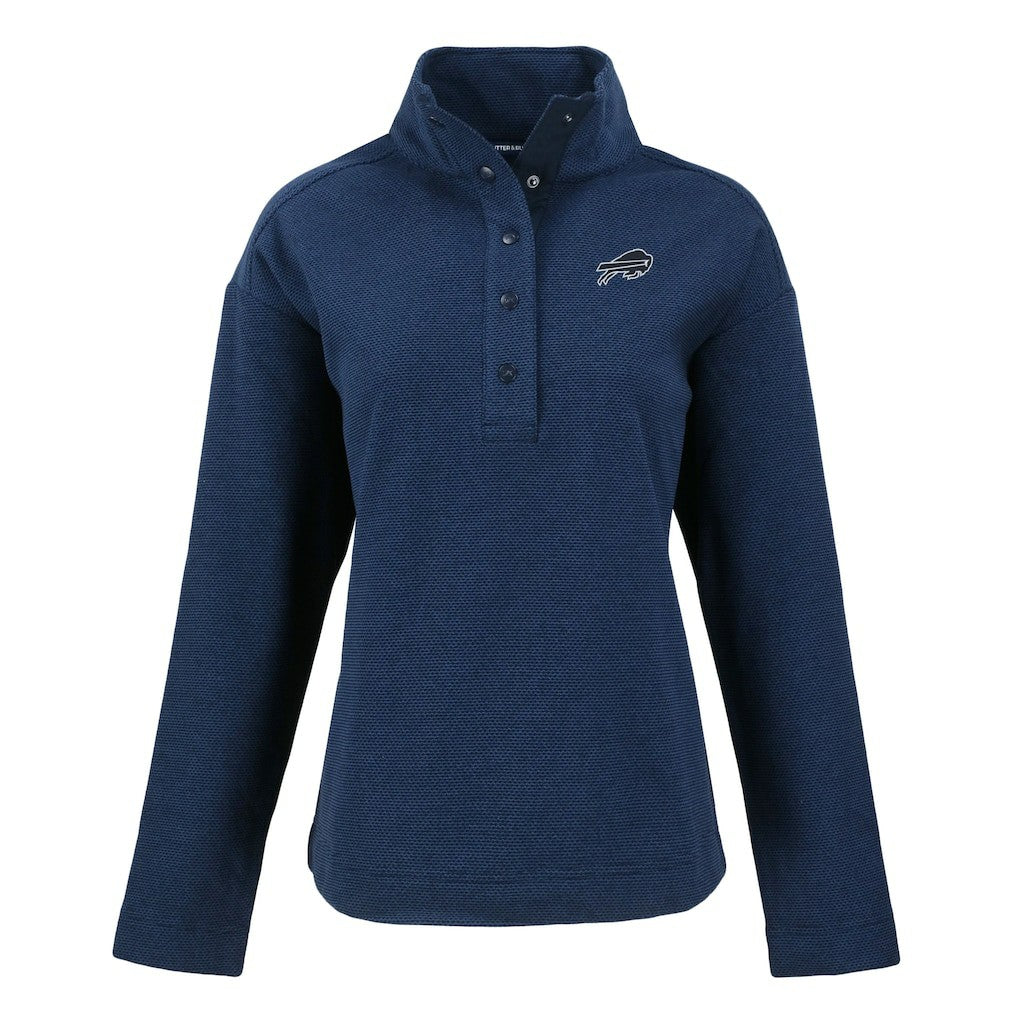 Buffalo Bills Cutter & Buck Women's Hunts Point Eco Half-Snap Sweatshirt Navy