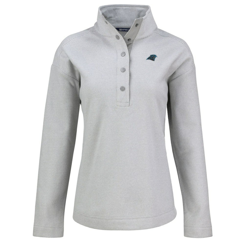 Carolina Panthers Cutter & Buck Women's Hunts Point Eco Half-Snap Sweatshirt Gray