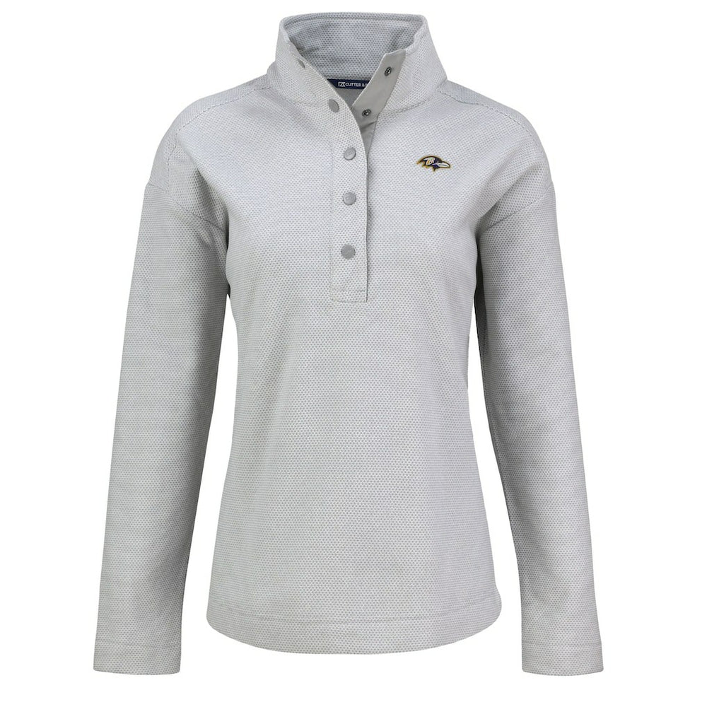 Baltimore Ravens Cutter & Buck Women's Hunts Point Eco Half-Snap Sweatshirt Gray
