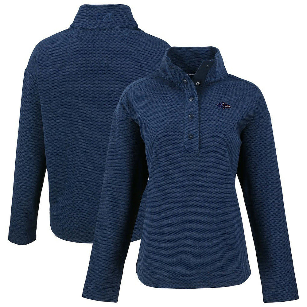 Baltimore Ravens Cutter & Buck Women's Hunts Point Eco Half-Snap Sweatshirt Navy