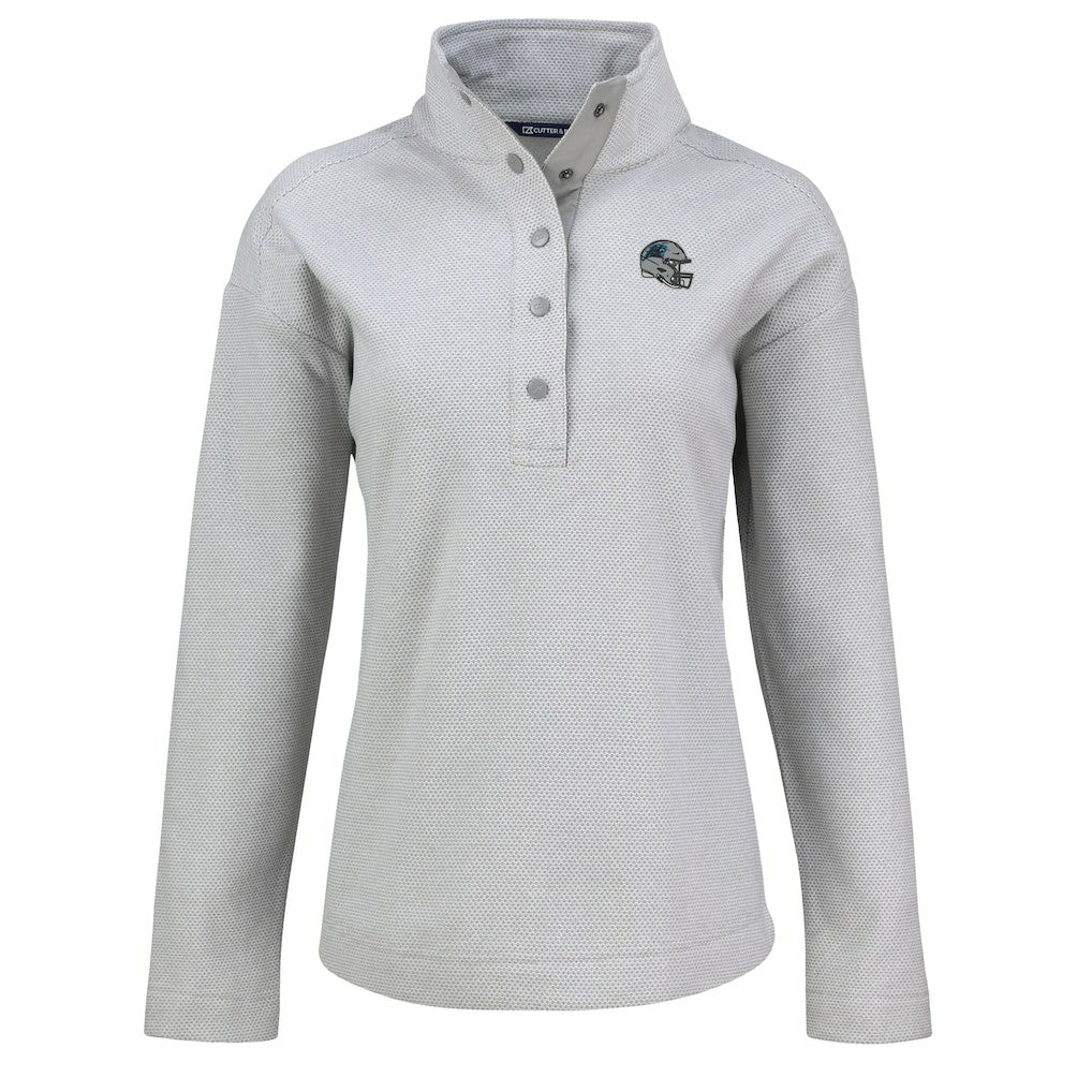 Carolina Panthers Cutter & Buck Women's Hunts Point Eco Half-Snap Sweatshirt Gray