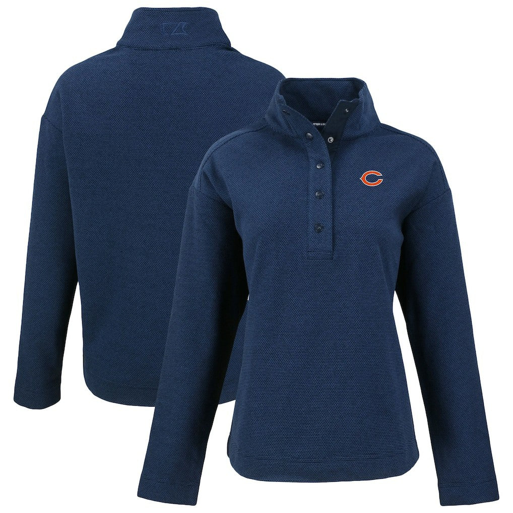 Chicago Bears Cutter & Buck Women's Hunts Point Eco Half-Snap Sweatshirt Navy