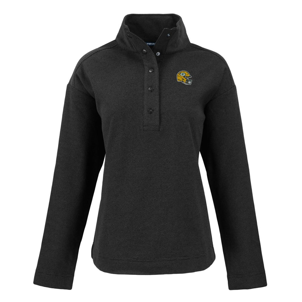Green Bay Packers Cutter & Buck Women's Hunts Point Eco Half-Snap Sweatshirt Black