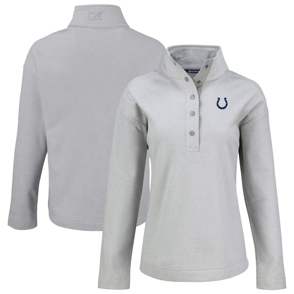 Indianapolis Colts Cutter & Buck Women's Hunts Point Eco Half-Snap Sweatshirt Gray