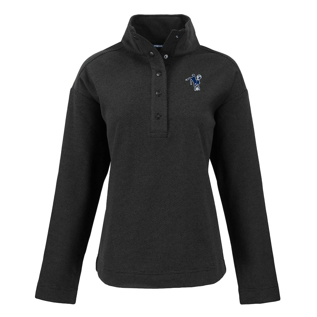 Indianapolis Colts Cutter & Buck Women's Hunts Point Eco Half-Snap Sweatshirt Black