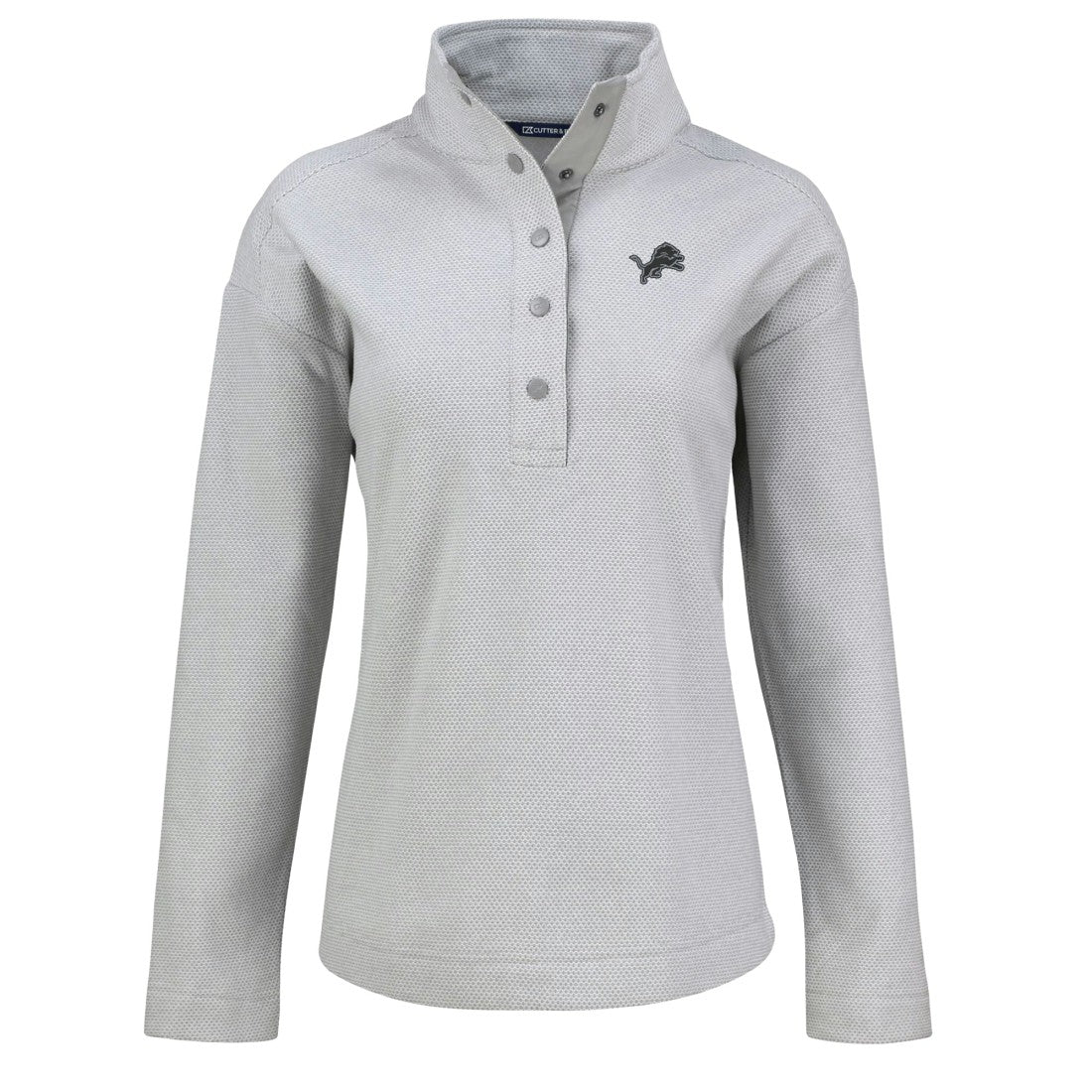 Detroit Lions Cutter & Buck Women's Hunts Point Eco Half-Snap Sweatshirt Gray