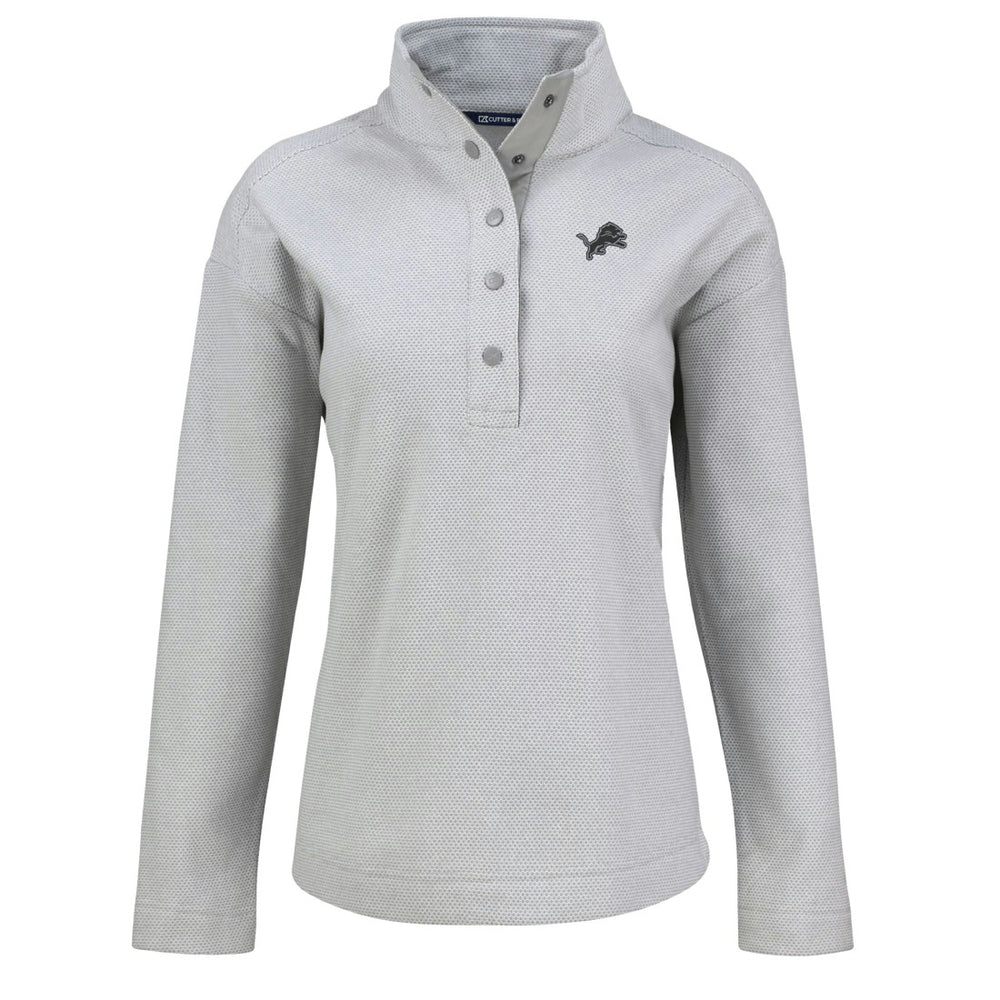 Detroit Lions Cutter & Buck Women's Hunts Point Eco Half-Snap Sweatshirt Gray
