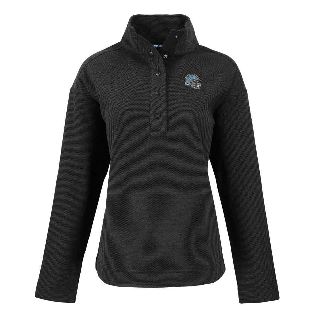 Detroit Lions Cutter & Buck Women's Hunts Point Eco Half-Snap Sweatshirt Black
