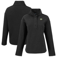 Green Bay Packers Cutter & Buck Women's Hunts Point Eco Half-Snap Sweatshirt Black